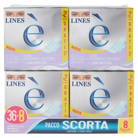 Lines è Assorbenti con ali 36+8 pz